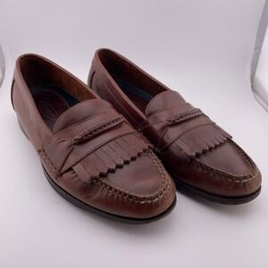 GH‎ Bass Co Mens Brown Leather Fringe Penny Loafer Dress Shoes 11 D